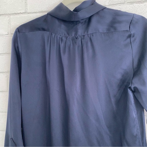 NILI LOTAN $990 Silk Navy Blue Tie Neck Mini Shirt Dress Small EUC - Picture 12 of 16